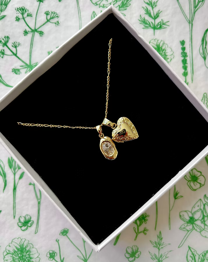 Gem Drop Locket Necklace