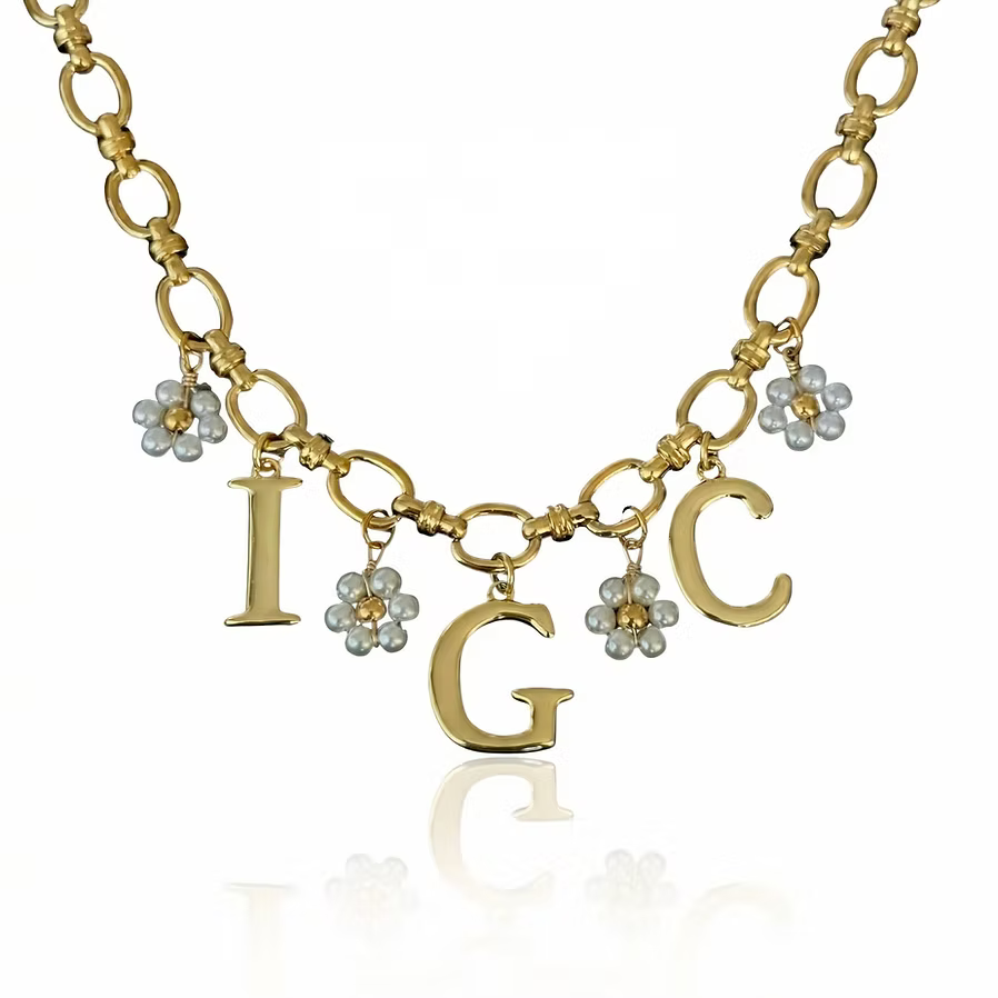 Pearl Daisy Initial Necklace